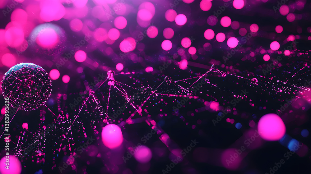 Poster exploring blockchain cybersecurity and encryption visualized in abstract digital art futuristic envi
