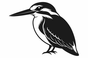 Fototapeta premium kingfisher silhouette line art vector illustration with a white background