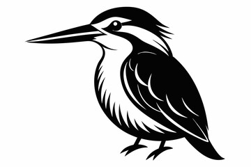 Obraz premium kingfisher silhouette line art vector illustration with a white background