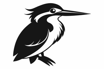 kingfisher silhouette line art vector illustration with a white background