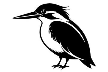 Fototapeta premium kingfisher silhouette line art vector illustration with a white background