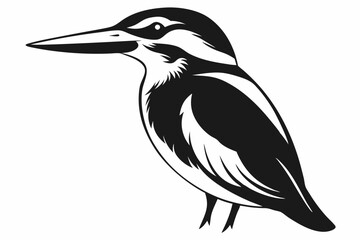 kingfisher silhouette line art vector illustration with a white background