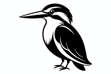 kingfisher silhouette line art vector illustration with a white background