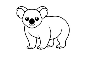 koala silhouette line art vector illustration with a white background