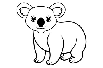 koala silhouette line art vector illustration with a white background
