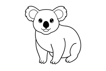 Naklejka premium koala silhouette line art vector illustration with a white background