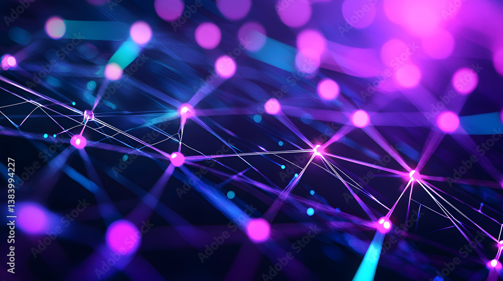 Poster visualizing blockchain cybersecurity and encryption digital world abstract art tech environment clos