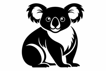 Obraz premium koala silhouette line art vector illustration with a white background