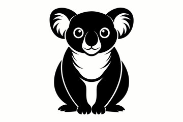 Obraz premium koala silhouette line art vector illustration with a white background