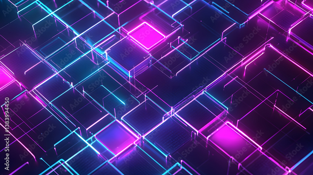 Poster blockchain cybersecurity explained encryption visualized in a neon environment