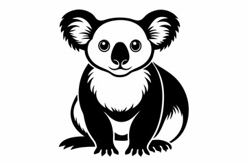 koala silhouette line art vector illustration with a white background