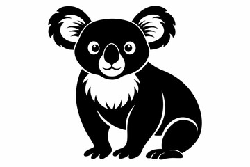 koala silhouette line art vector illustration with a white background