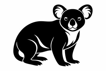 koala silhouette line art vector illustration with a white background