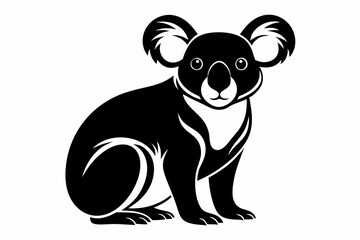 koala silhouette line art vector illustration with a white background