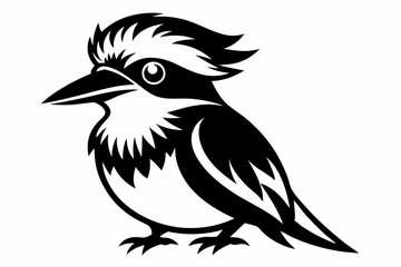 kookaburra silhouette line art vector illustration with a white background