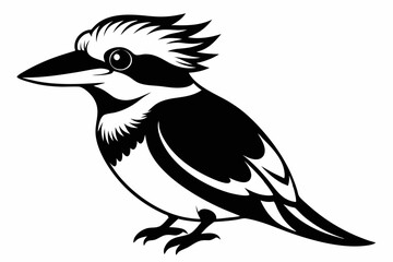 kookaburra silhouette line art vector illustration with a white background
