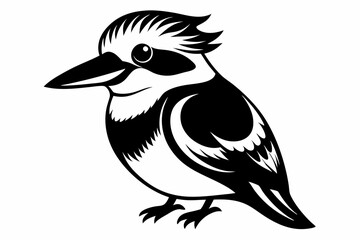 kookaburra silhouette line art vector illustration with a white background