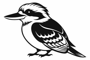 Obraz premium kookaburra silhouette line art vector illustration with a white background