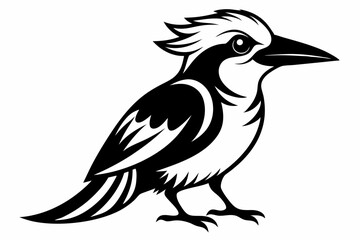 Obraz premium kookaburra silhouette line art vector illustration with a white background