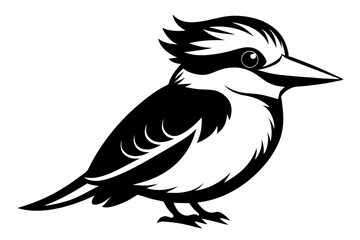 kookaburra silhouette line art vector illustration with a white background