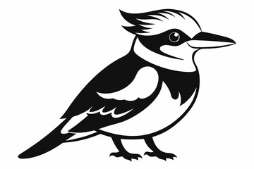 kookaburra silhouette line art vector illustration with a white background