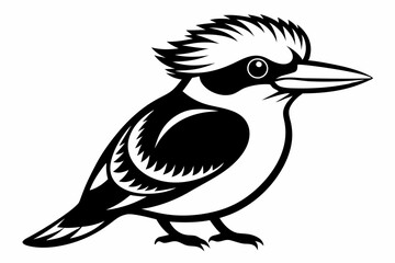 kookaburra silhouette line art vector illustration with a white background