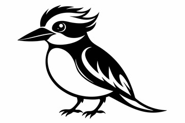 Obraz premium kookaburra silhouette line art vector illustration with a white background