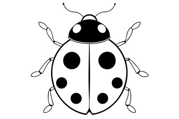 ladybug silhouette line art vector illustration with a white background