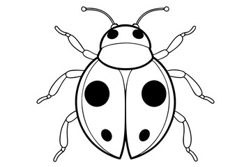 Obraz premium ladybug silhouette line art vector illustration with a white background