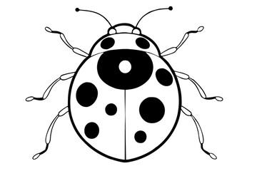 Obraz premium ladybug silhouette line art vector illustration with a white background