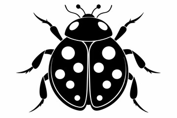 ladybug silhouette line art vector illustration with a white background