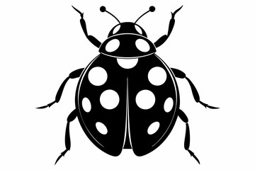 ladybug silhouette line art vector illustration with a white background
