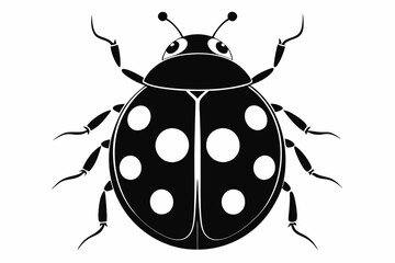 ladybug silhouette line art vector illustration with a white background