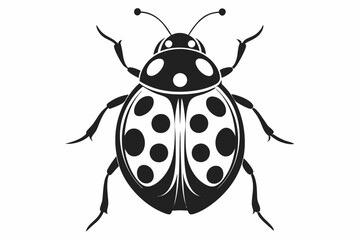 ladybug silhouette line art vector illustration with a white background