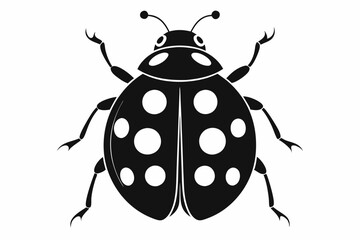 ladybug silhouette line art vector illustration with a white background
