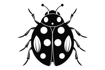 ladybug silhouette line art vector illustration with a white background