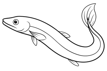 lamprey silhouette line art vector illustration with a white background