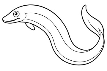 lamprey silhouette line art vector illustration with a white background