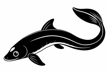 lamprey silhouette line art vector illustration with a white background