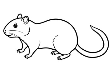 lemming silhouette line art vector illustration with a white background