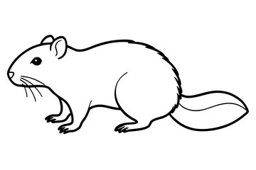 lemming silhouette line art vector illustration with a white background