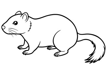 lemming silhouette line art vector illustration with a white background