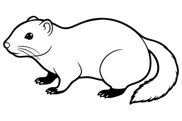 lemming silhouette line art vector illustration with a white background