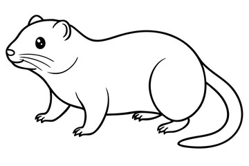 lemming silhouette line art vector illustration with a white background