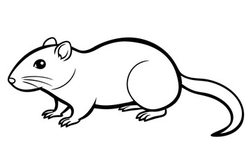 lemming silhouette line art vector illustration with a white background