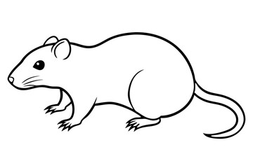 lemming silhouette line art vector illustration with a white background