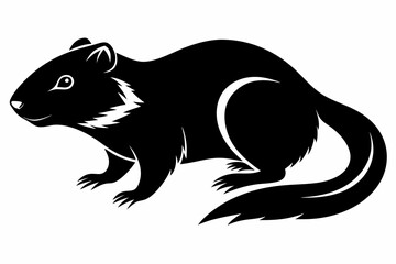 lemming silhouette line art vector illustration with a white background