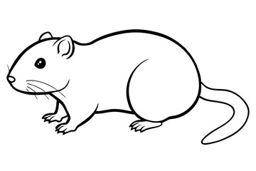 lemming silhouette line art vector illustration with a white background