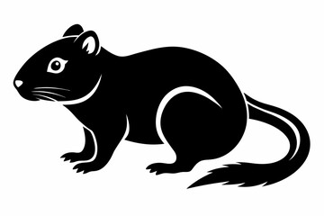 lemming silhouette line art vector illustration with a white background