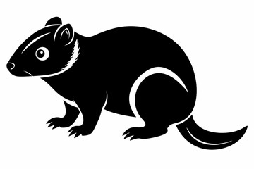lemming silhouette line art vector illustration with a white background